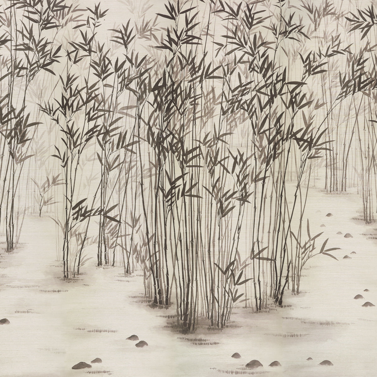 Kanji Sisal Panel Set Ink by Schumacher Bamboo Wall Mural – Perennial Favorites Collection 5011780