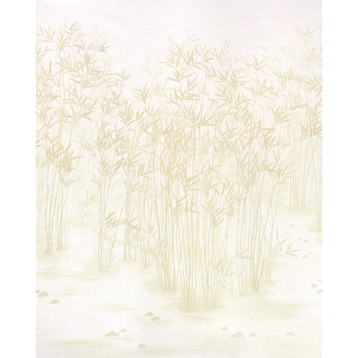 Kanji Panel Set wallpaper in a natural colorway featuring a Japanese brush painting inspired bamboo design by Schumacher.
