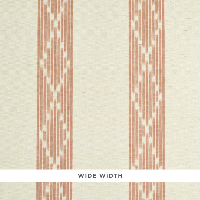 Sequoia Stripe Sisal wallpaper in Russet by Schumacher, featuring abstract diamond trellis stripes on a sisal texture.