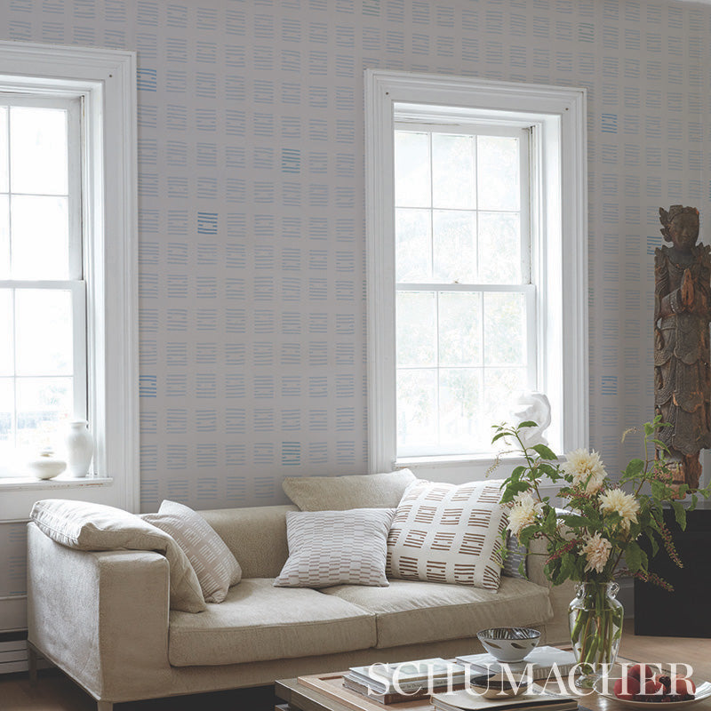 Tiasquam Sky by Caroline Z Hurley Abstract Blue Wallpaper – Schumacher 5011820
