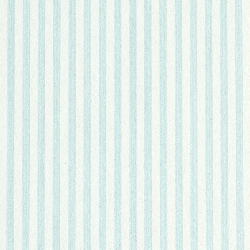 Edwin Stripe Narrow wallpaper in Sky by Schumacher, classic narrow blue and white stripe wallcovering