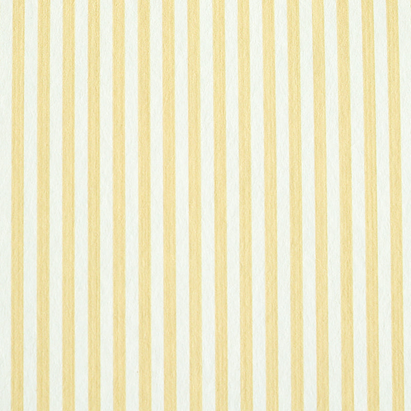 Edwin Stripe Narrow wallpaper in Buttercup by Schumacher, classic yellow and white narrow stripe wallcovering in a bright, sunlit room.