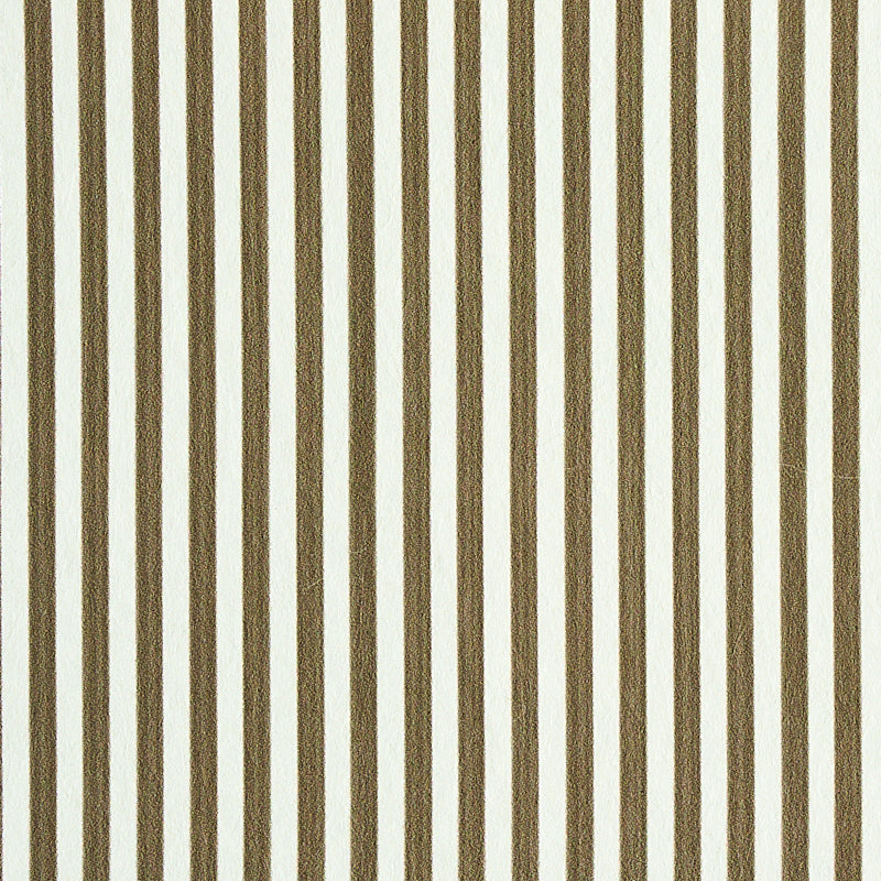 Edwin Stripe Narrow wallpaper in Mushroom by Schumacher, featuring narrow vertical stripes in a classic, neutral colorway.