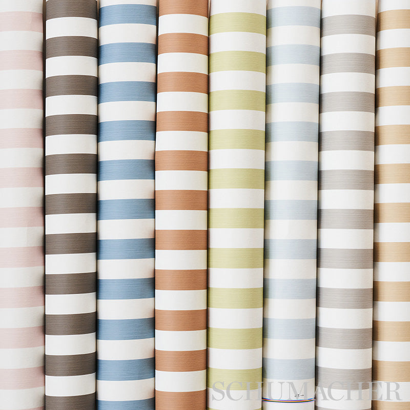 Edwin Stripe Medium Sky by Schumacher Classic Blue and White Striped Wallpaper – Schumacher 5011880