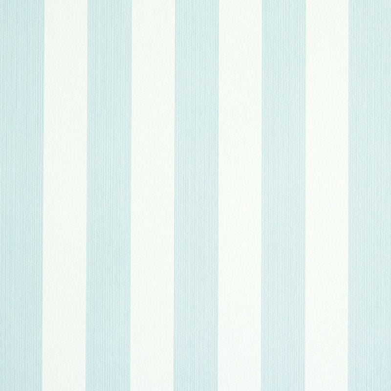 Edwin Stripe Medium wallpaper in Sky by Schumacher, featuring classic vertical blue and white stripes.