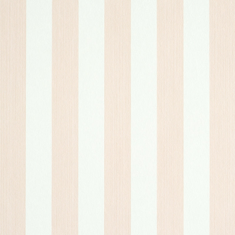Edwin Stripe Medium wallpaper in blush by Schumacher, featuring classic vertical stripes in a soft pink and white colorway.