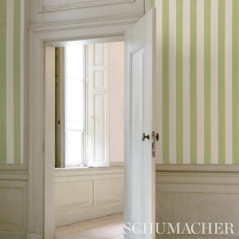 Edwin Stripe Wide Seaglass by Schumacher Wide Stripe Wallpaper – Schumacher 5011903