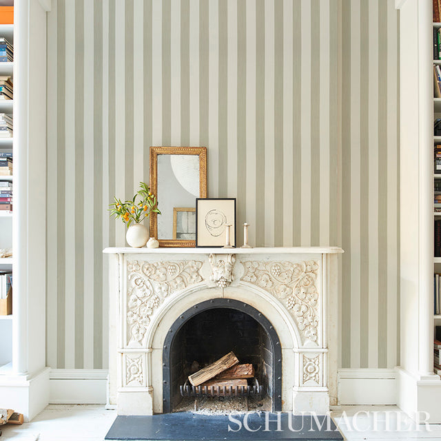 Edwin Stripe Wide Wheat by Schumacher Classic Wide Stripe Wallpaper – Schumacher 5011912