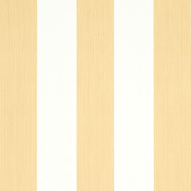 Edwin Stripe Wide wallpaper in Wheat by Schumacher, wide vertical stripes in beige and white, classic wallcovering.