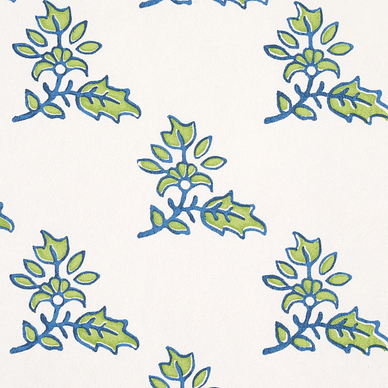 Torbay Green by Schumacher Jacaranda Collection Hand-Blocked Motif Wallpaper – 5011920