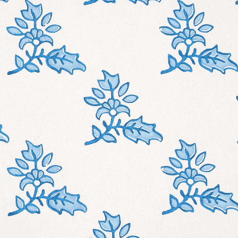 Torbay Blue by Schumacher Hand-Blocked Motif Wallpaper – Jacaranda Collection 5011921