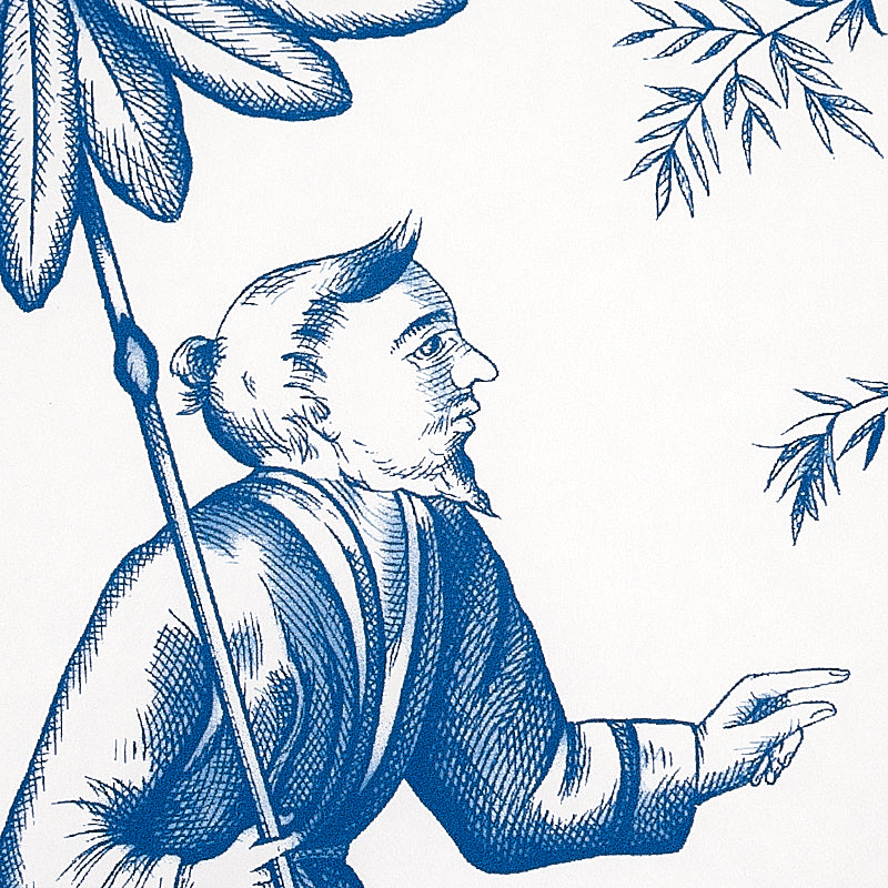 Shengyou Toile Blue Scenic Toile Wallpaper by Schumacher – 5012052