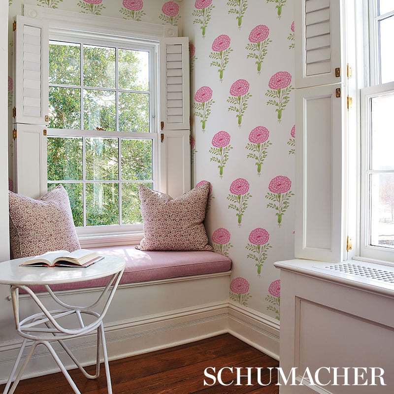 Marigold Pink Floral Wallpaper by Molly Mahon – Schumacher 5012070
