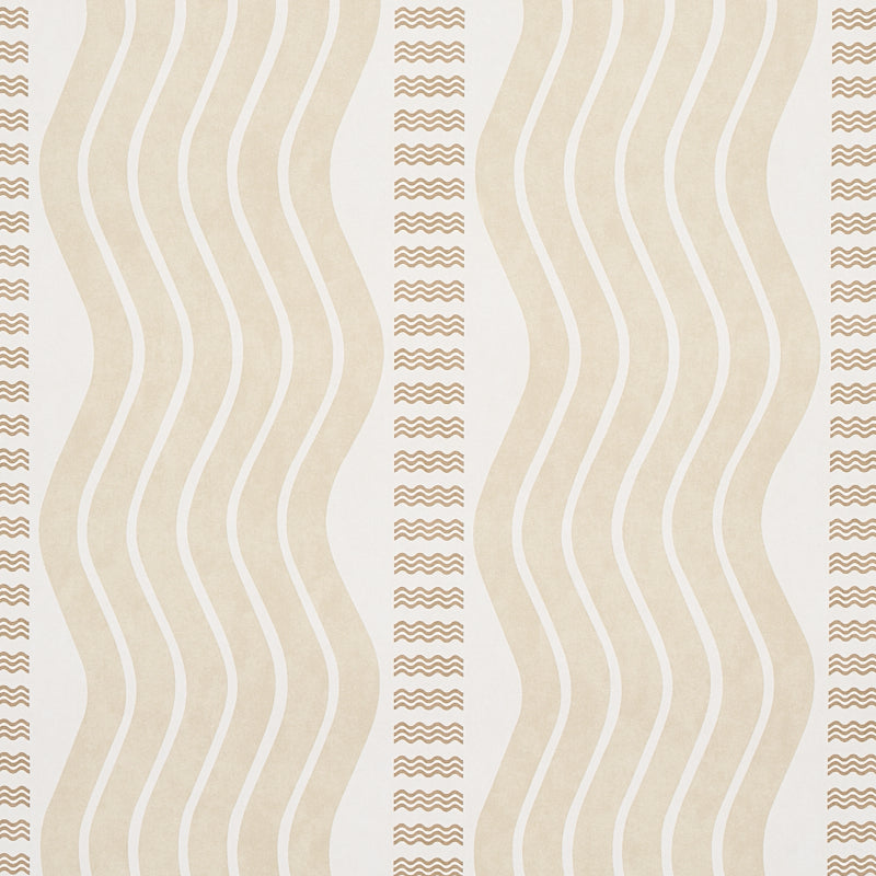 Sina Stripe Sand by Schumacher Art Deco Wave Stripe Wallpaper – Schumacher 5012121