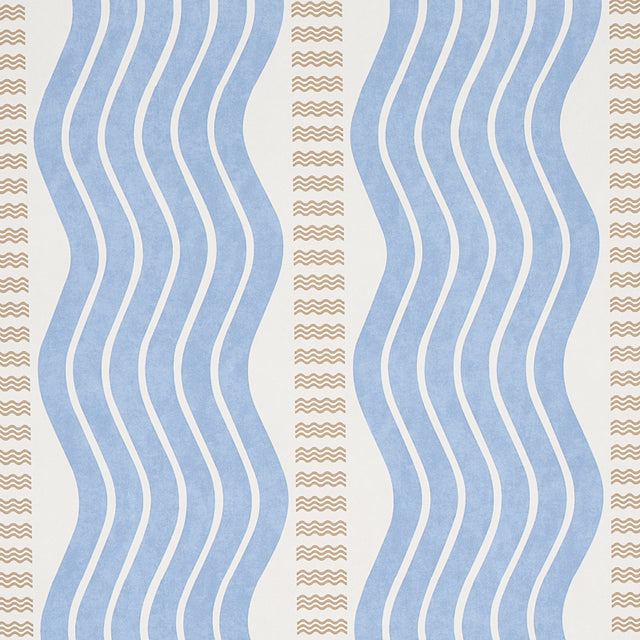 Sina Stripe Blue Art Deco Wave Stripe Wallpaper – Schumacher 5012122