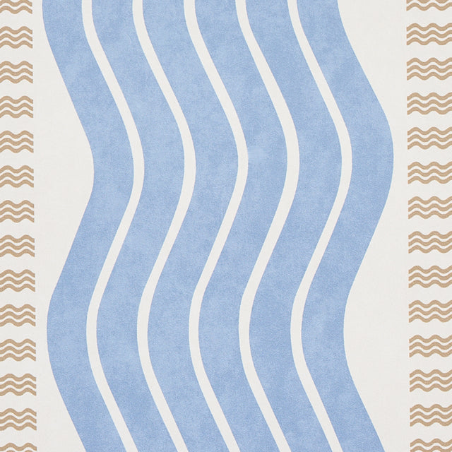Sina Stripe Blue Art Deco Wave Stripe Wallpaper – Schumacher 5012122