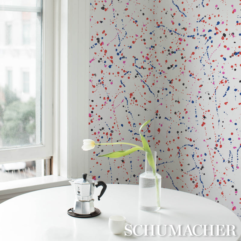 INK SPLASH Red & Blue by Porter Teleo Abstract Painterly Wallpaper – Schumacher 5012180