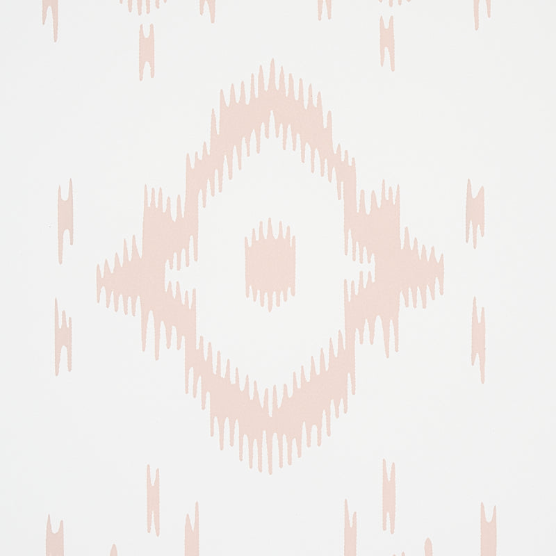 Tabitha Quiet Pink by Schumacher Soft Geometric Ikat-Inspired Wallpaper – Schumacher 5012201