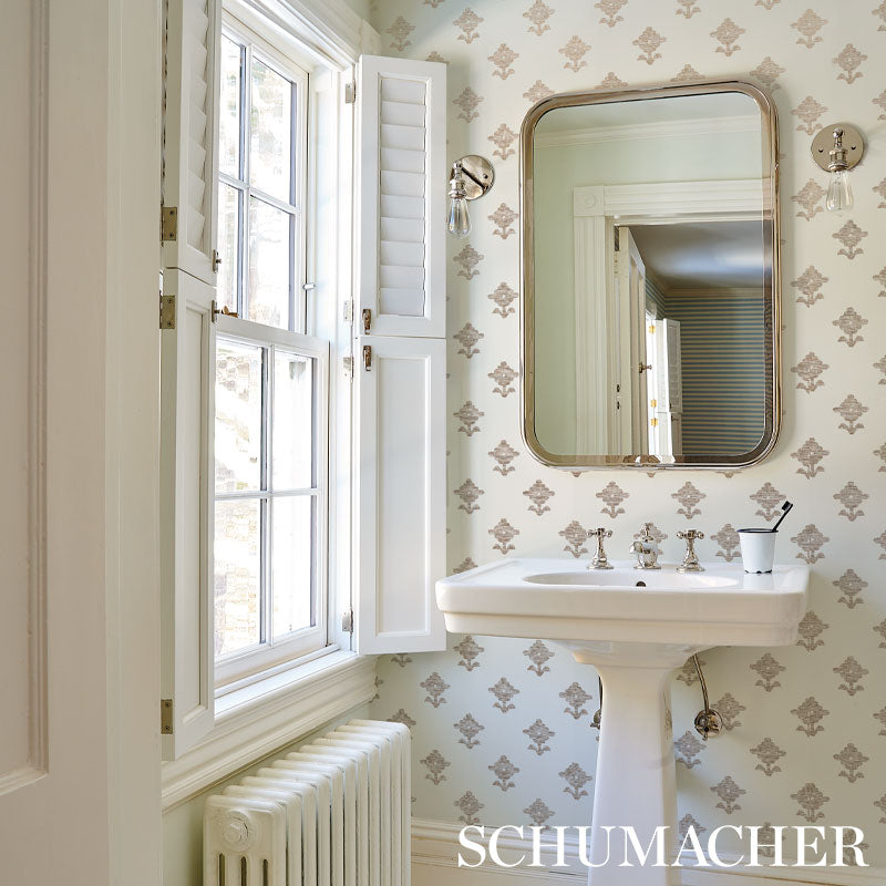 Rubia Ivory by Schumacher Subtle Metallic Floral Wallpaper – East Meets West Collection 5012221