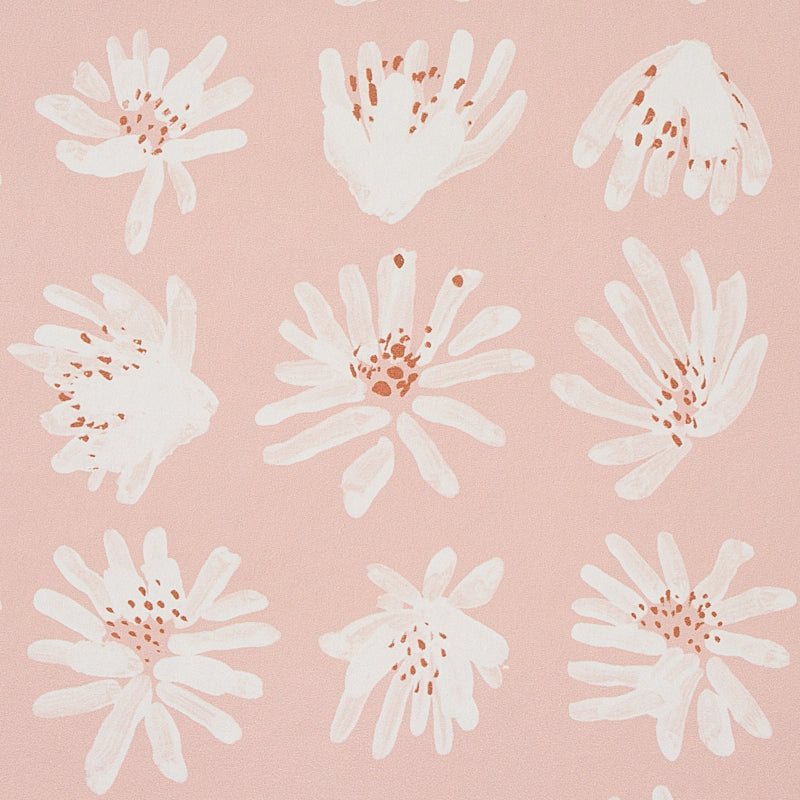 Meadow Rock Blush by Caroline Z Hurley Modern Floral Wallpaper – Schumacher 5012230