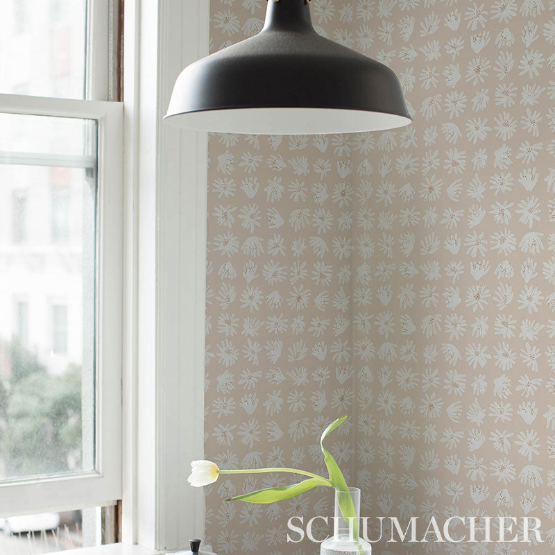 Meadow Rock Neutral by Caroline Z Hurley Floral Wallpaper – Schumacher 5012231