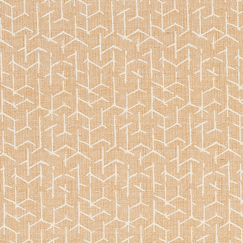Coleridge Wheat geometric sisal-look wallcovering by Schumacher in a modern living room setting