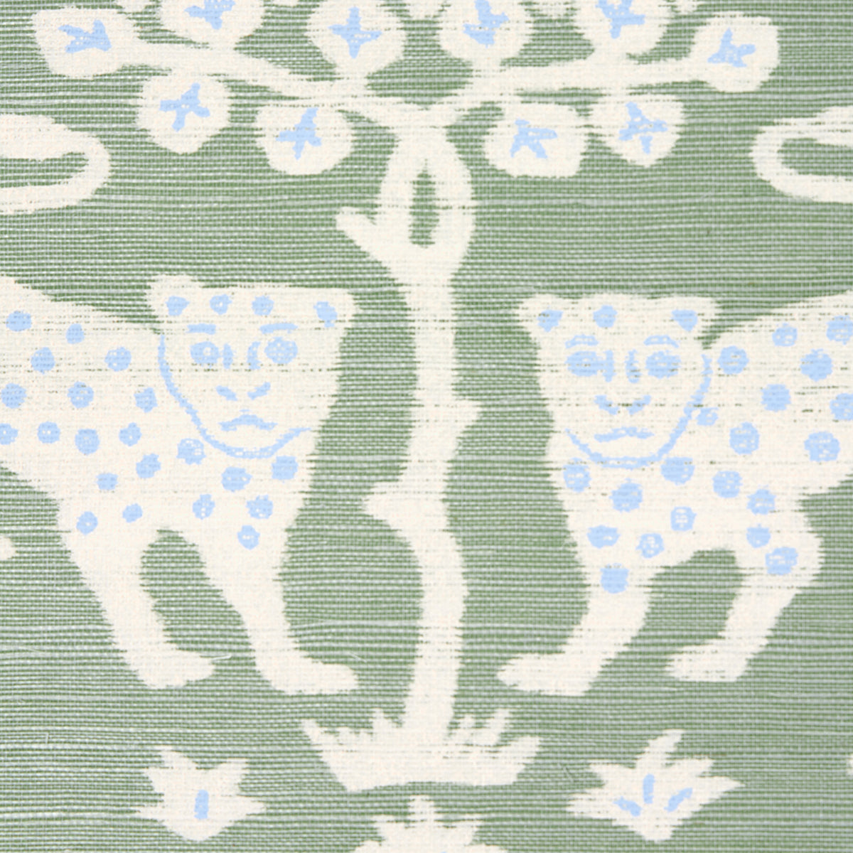 Woodland Leopard Sisal Seaglass by Schumacher Hand Screen Printed Wallpaper – Schumacher 5012300