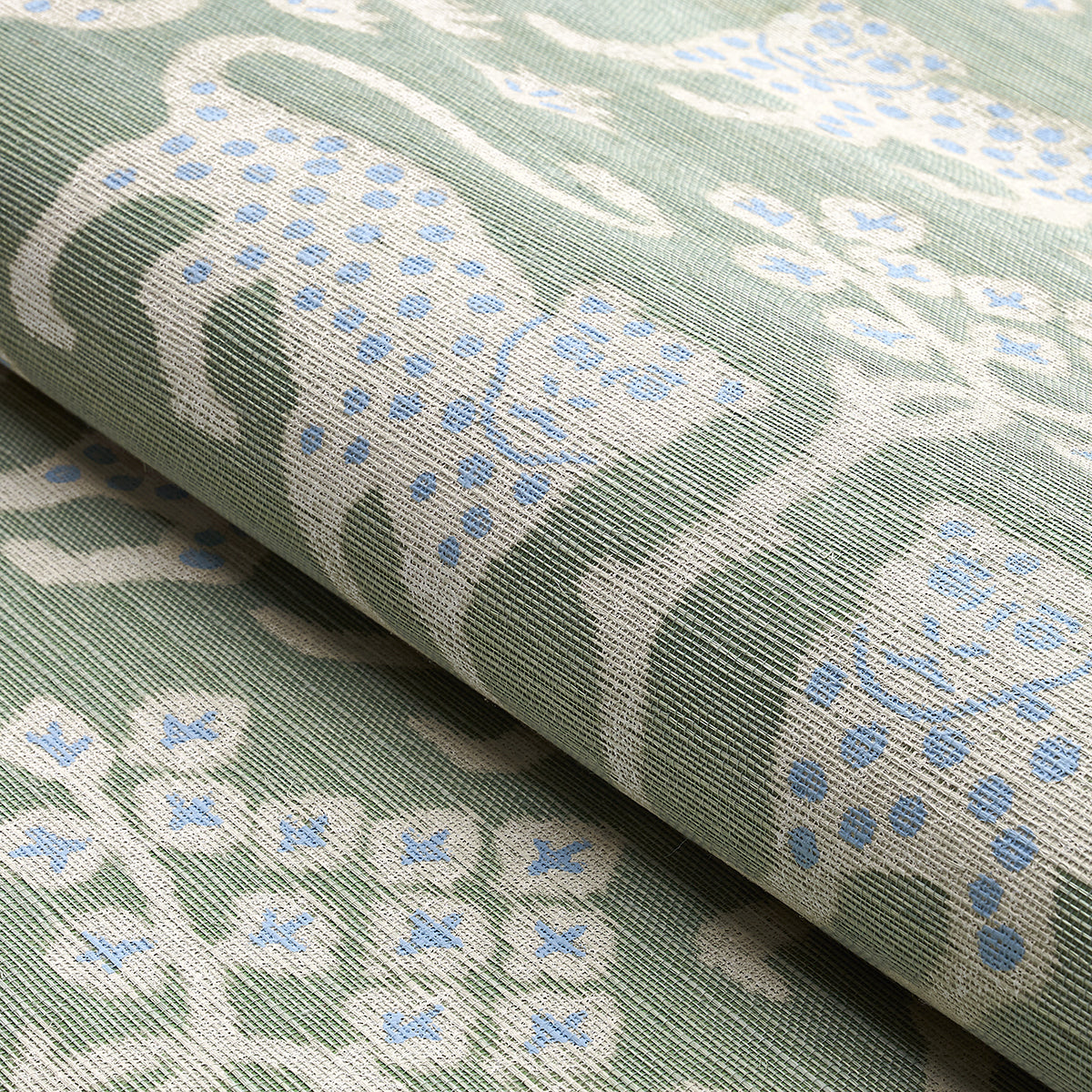 Woodland Leopard Sisal Seaglass by Schumacher Hand Screen Printed Wallpaper – Schumacher 5012300