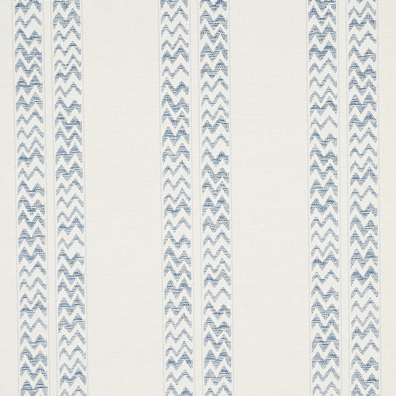 Kudu Stripe wallpaper in Slate by Schumacher, featuring alternating irregular stripes and chevrons with a jacquard weave texture.