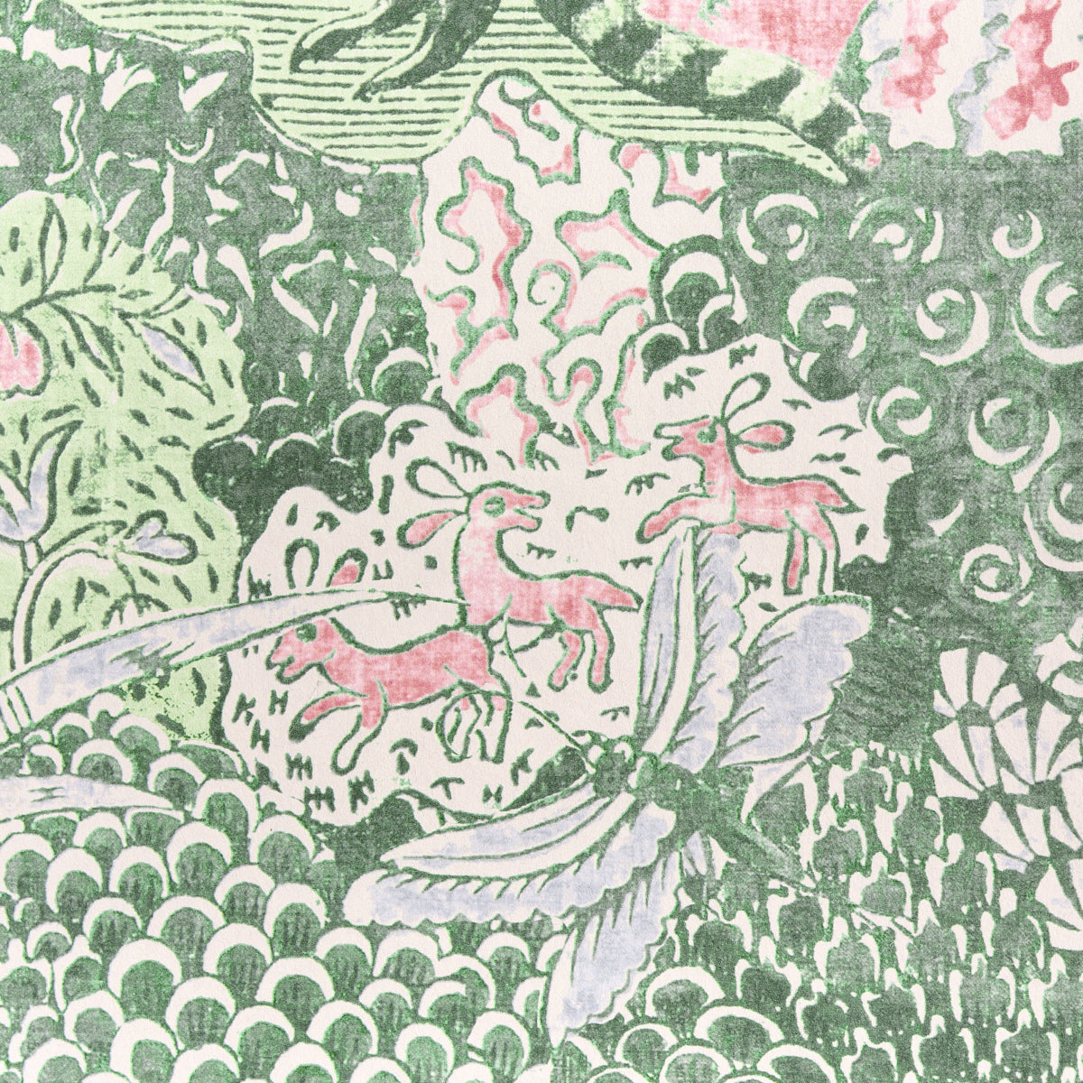 Amaltas Panel Set Green & Pink Exotic Floral Animal Scenic Wallpaper – Schumacher 5012333