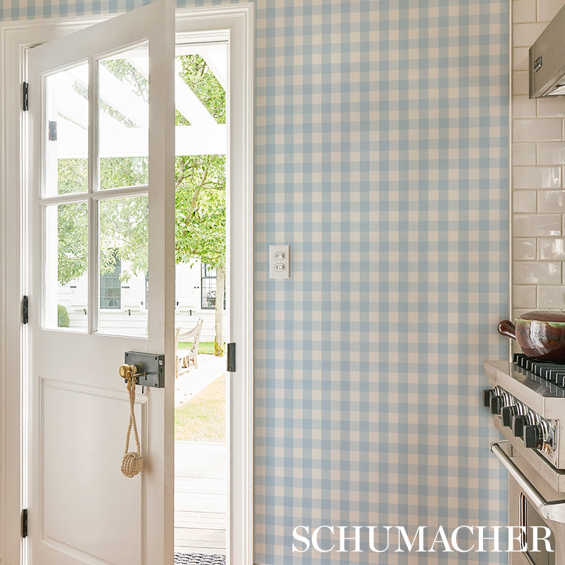 Willa Check Small Chambray Plaid Wallpaper by Schumacher – 5012360
