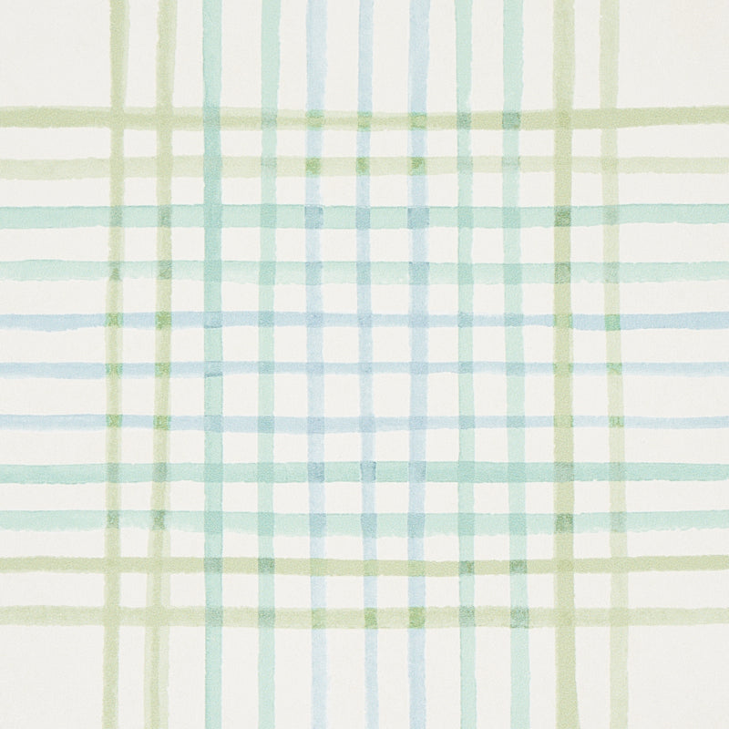 Minerva Plaid Peacock by Schumacher Watercolor Plaid Wallpaper – Schumacher 5012370