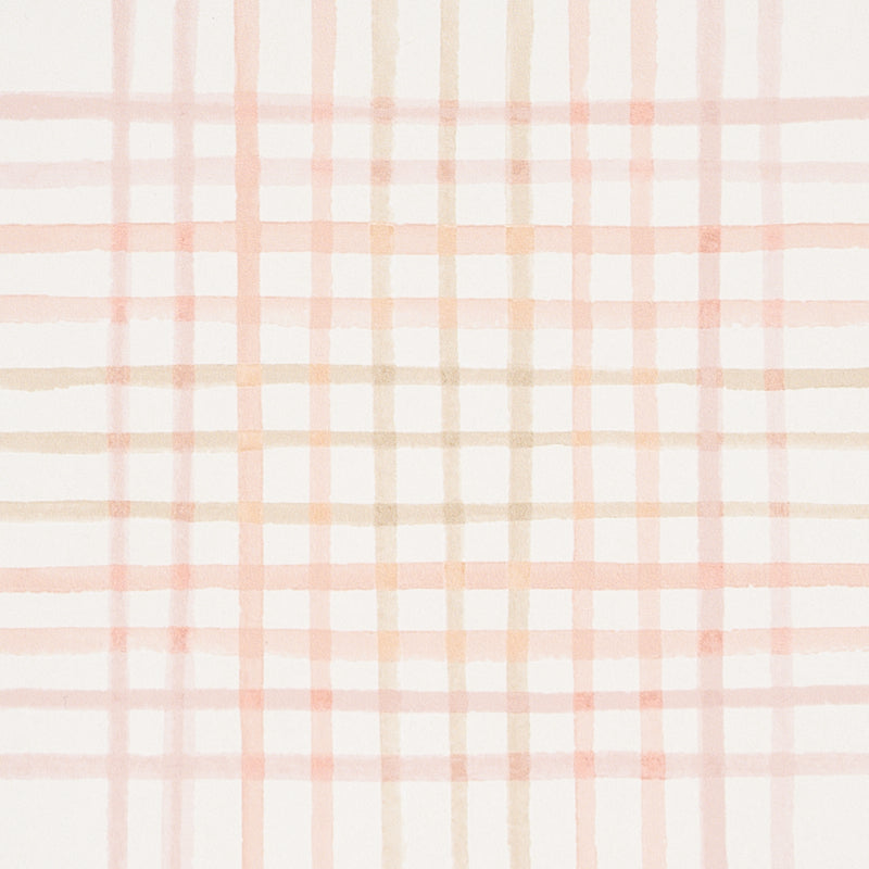 Minerva Plaid Pink by Schumacher Soft Ombré Hand-Painted Plaid Wallpaper – Schumacher 5012372