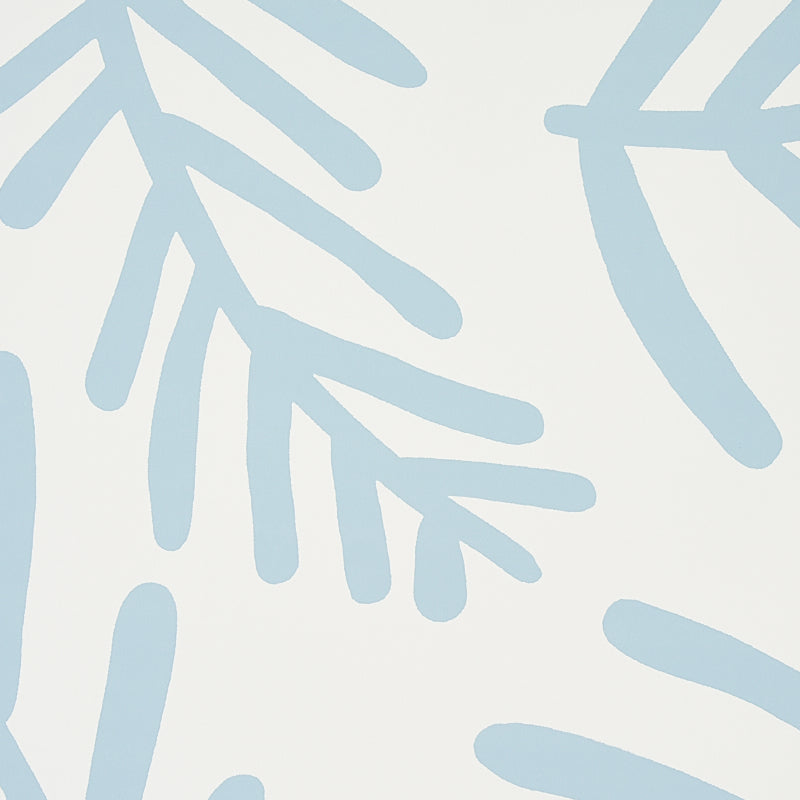 Tiah Cove Blue Leaf by Schumacher Caroline Z Hurley Collection Wallpaper – Schumacher 5012451
