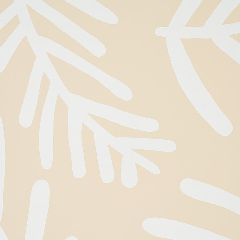 TIAH COVE Ivory on Natural by Caroline Z Hurley Modern Abstract Botanical Wallpaper – Schumacher 5012452