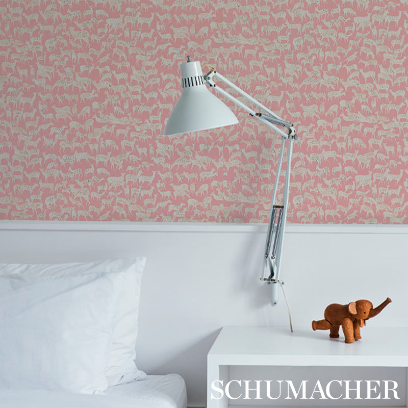 Fauna Dusty Pink by Schumacher Whimsical Animal Wallpaper – Schumacher 5012491