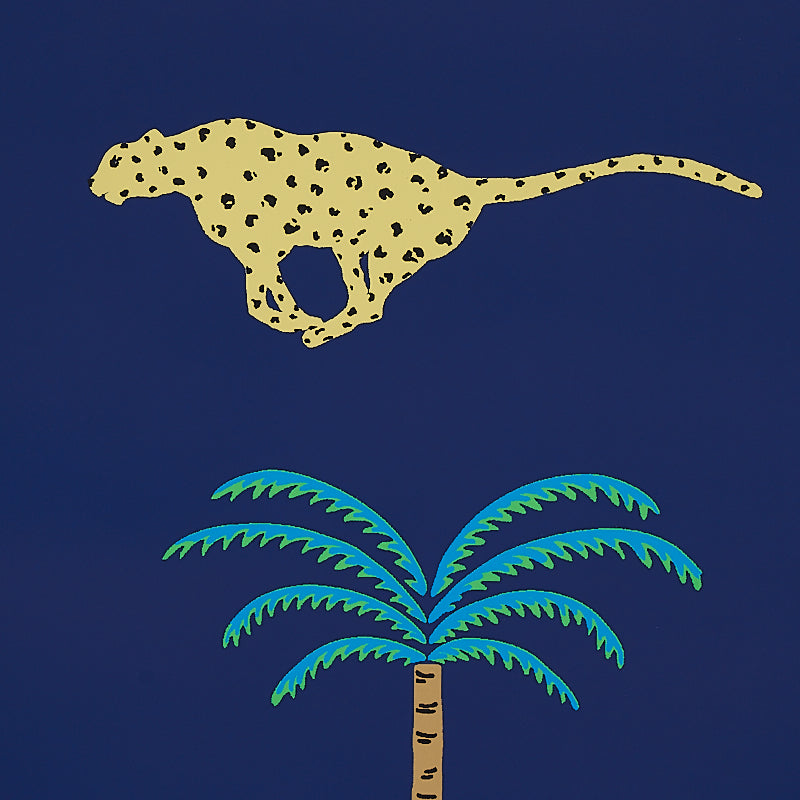 A Wild Desert Dream Midnight by Schumacher Playful Cheetah and Palm Tree Wallpaper – 5012542SAM