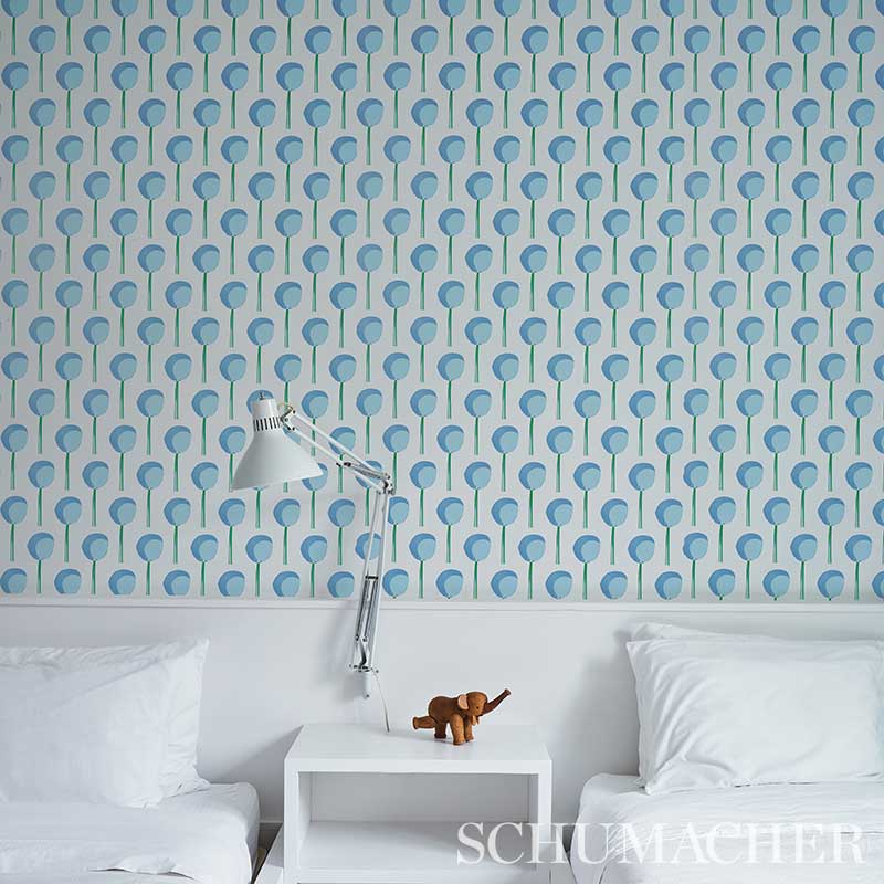 Topiary Bluebell by Peg Norriss Modern Botanical Wallpaper – Schumacher 5012701