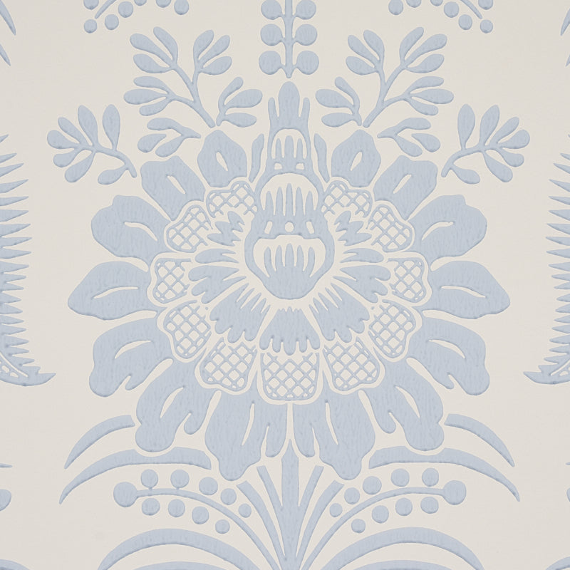 Greta Ivory Damask Floral Surface Print Wallpaper – Schumacher 5012720