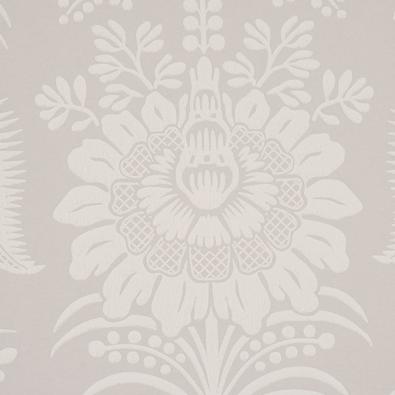 Greta Grey Floral Damask Surface Print Wallpaper by Schumacher – 5012721
