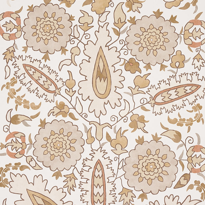 Anatolia Natural by Schumacher Cabana Collection Elegant Suzani Motif Wallpaper – Schumacher 5012871