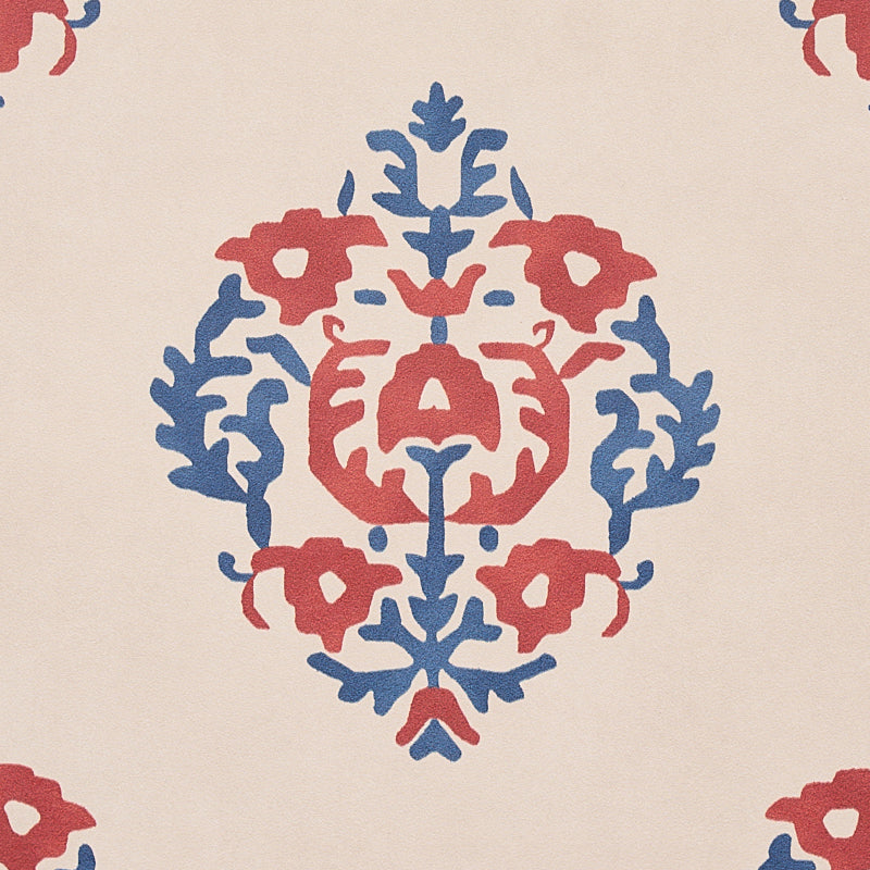 Constantine Red & Blue by Schumacher Cabana Collection Wallpaper – Schumacher 5012882