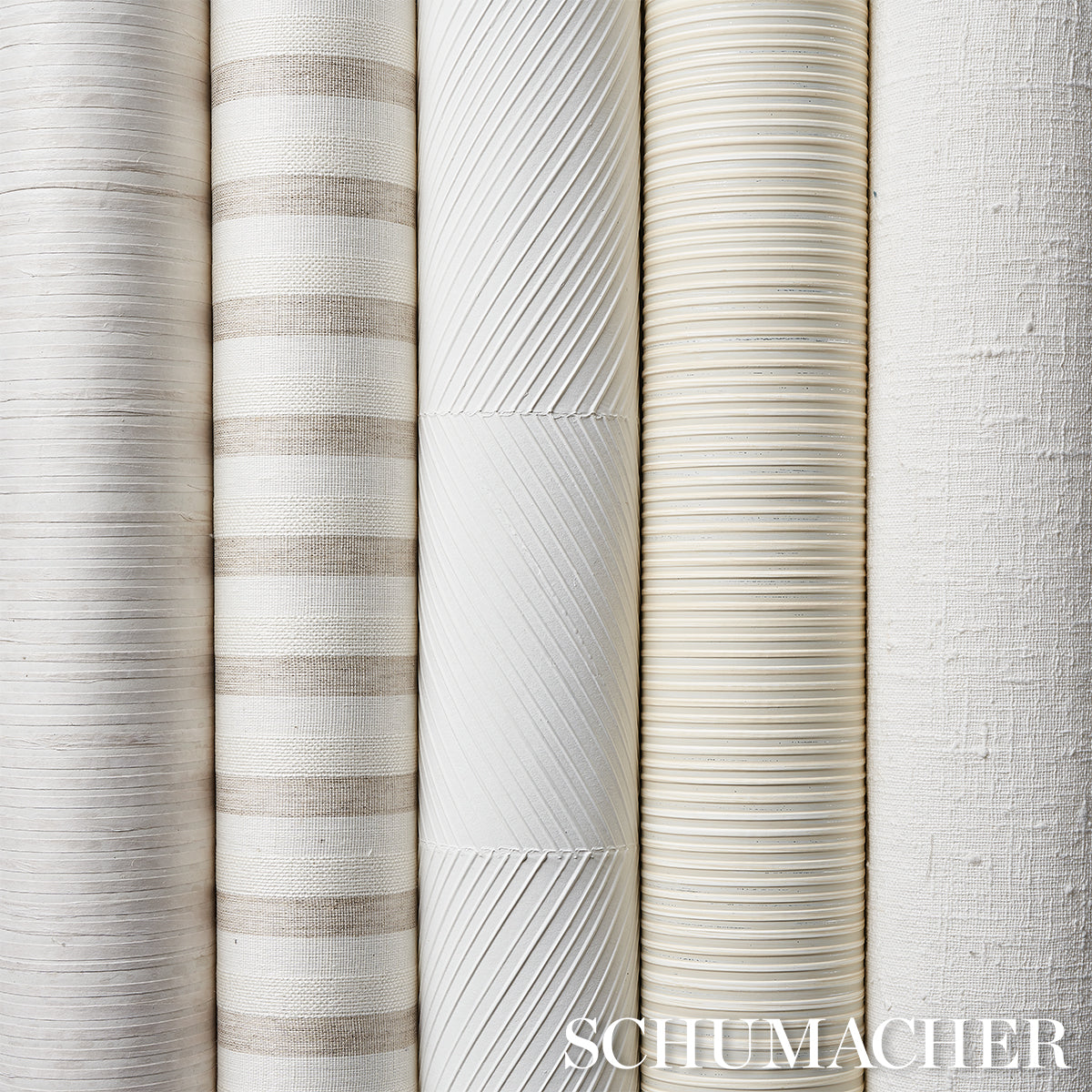 Textured Linen Stripe White by Schumacher Organic Linen Stripe Wallpaper – Schumacher 5013020