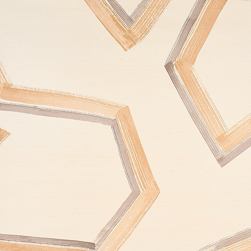 Enzo Sisal wallcovering in dark neutral with oversized geometric hand-painted pattern by Schumacher