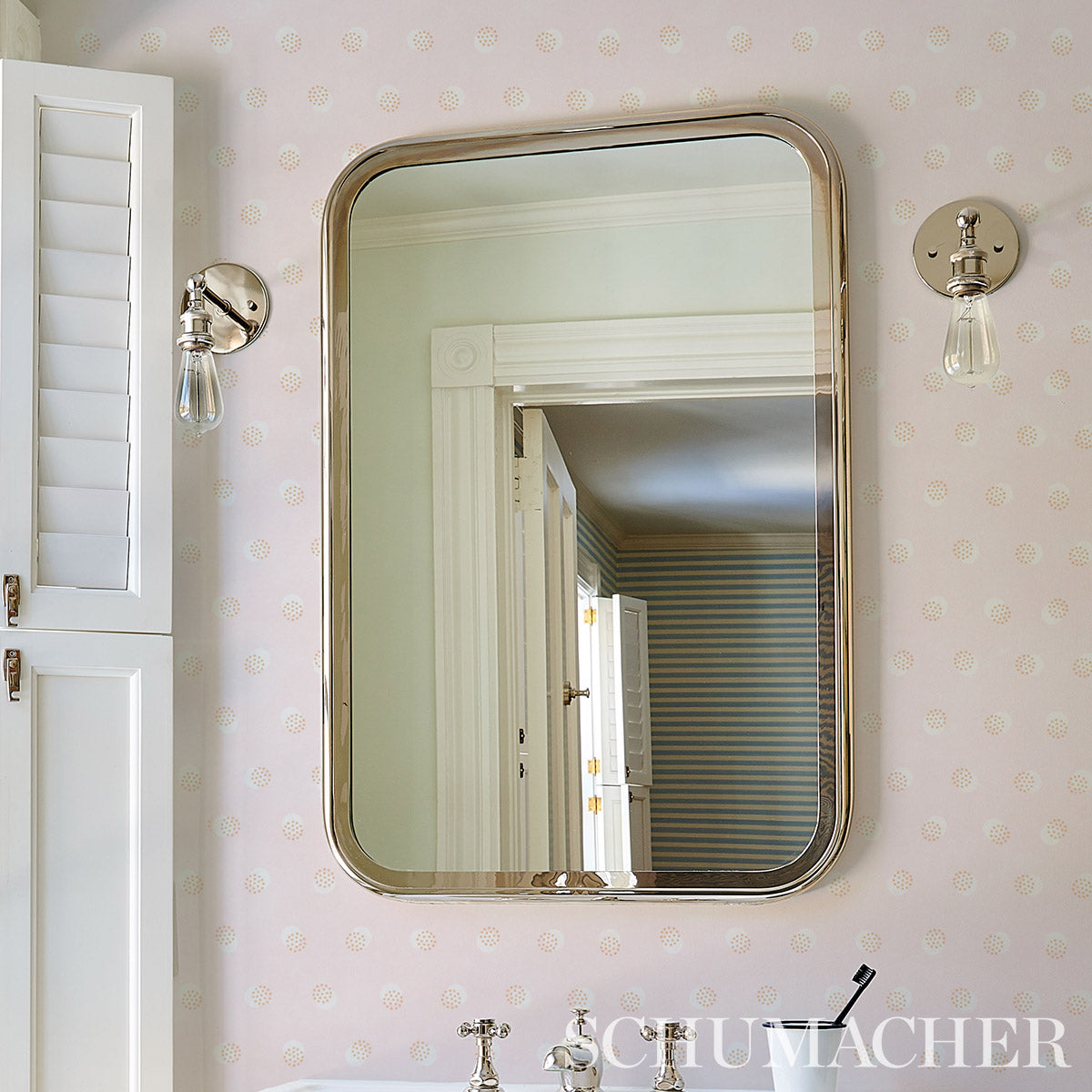 Taylor Pink by Schumacher Modern Polka Dot Wallpaper – Schumacher 5013082