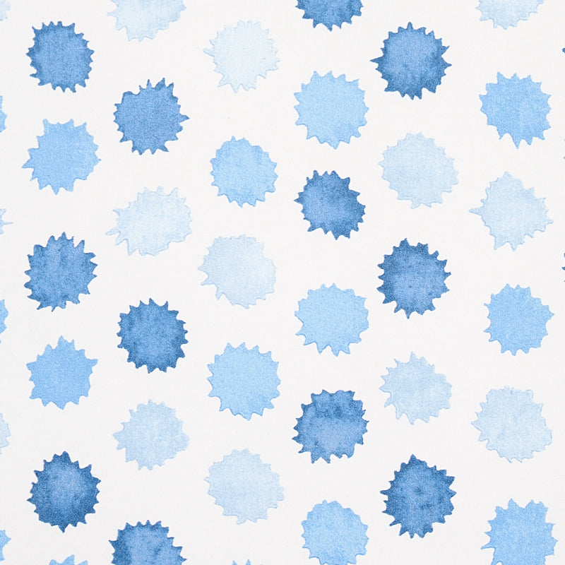 Mini Bursts Blue by Celerie Kemble Watercolor Polka Dot Wallpaper – Schumacher 5013100