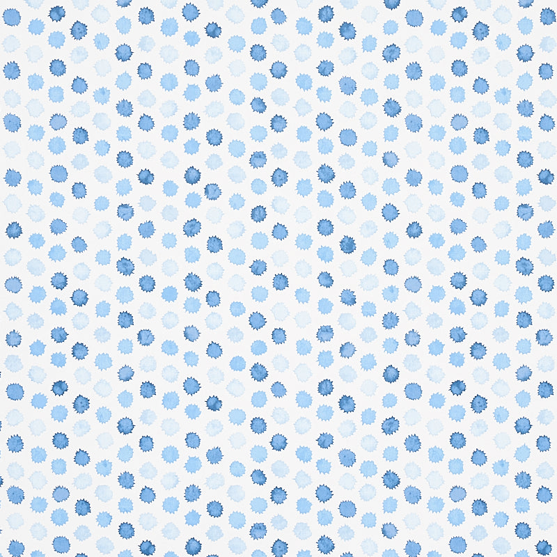 Mini Bursts by Celerie Kemble for Schumacher in blues, a small-scale polka dot watercolor effect wallpaper.