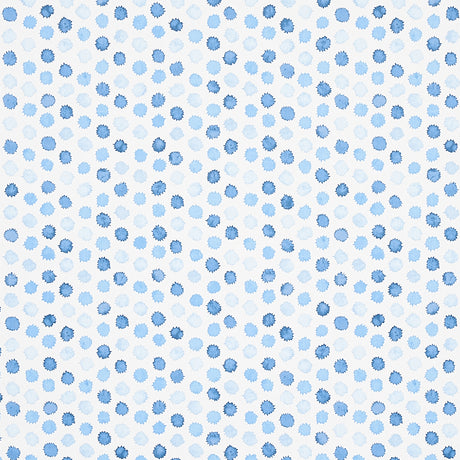 Mini Bursts by Celerie Kemble for Schumacher in blues, a small-scale polka dot watercolor effect wallpaper.