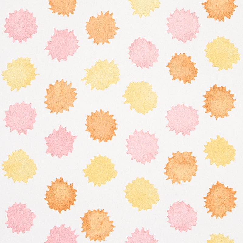 Mini Bursts Yellow & Pink by Celerie Kemble Watercolor Polka Dot Wallpaper – Schumacher 5013101