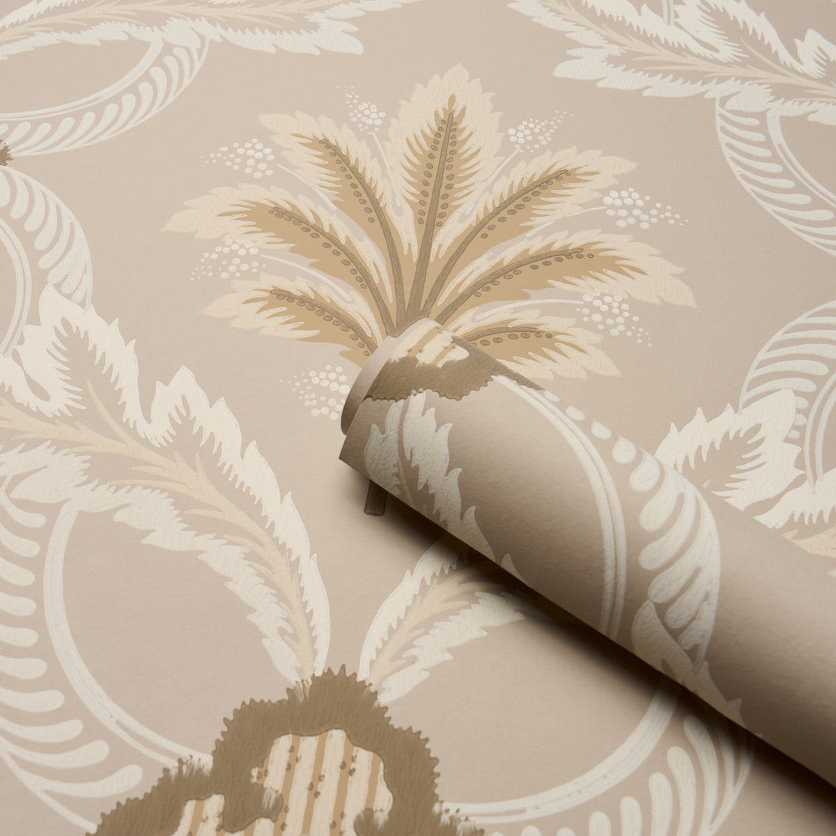 Front Waltz Taupe by Schumacher Wallflowers II Collection Wallpaper – Schumacher 5013153